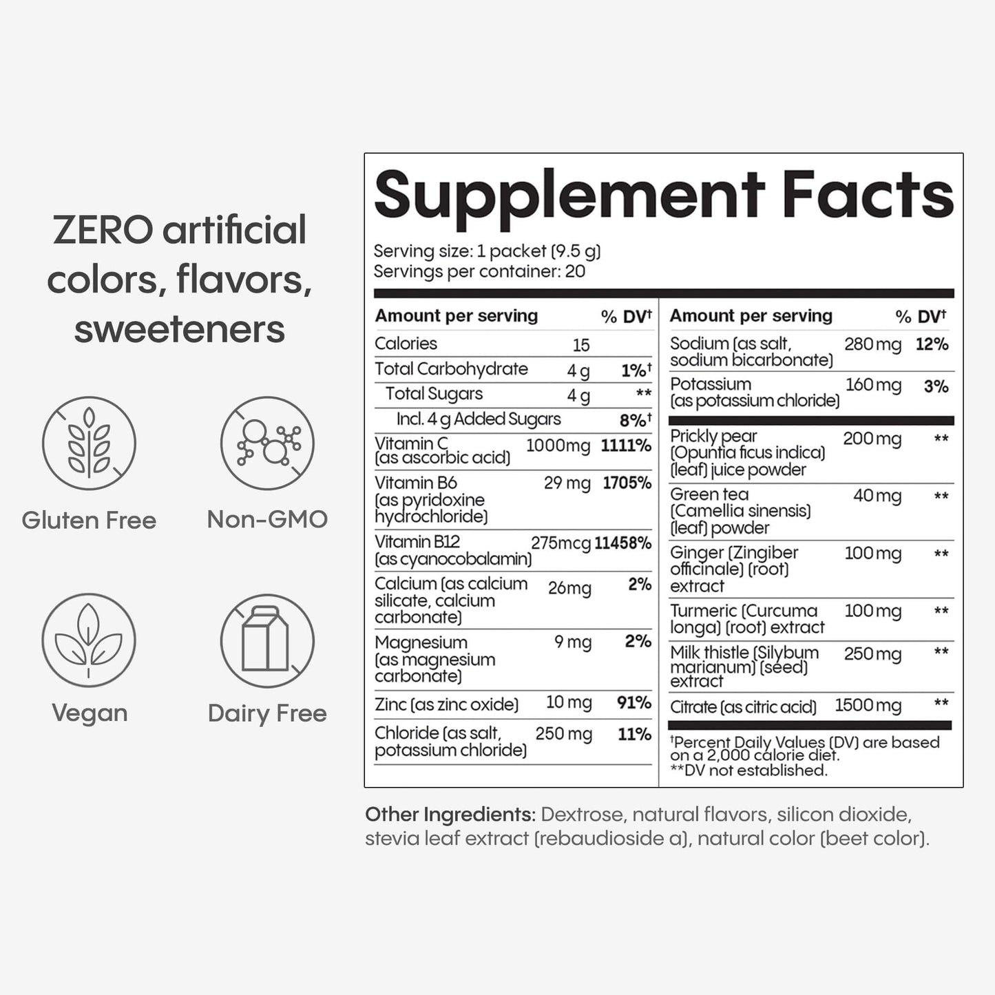 Hydralyte Liver Support + Electrolyte Mix – Milk Thistle, Turmeric, Ginger, Prickly Pear, Green Tea (Blood Orange Ginger, 20 Packets)
