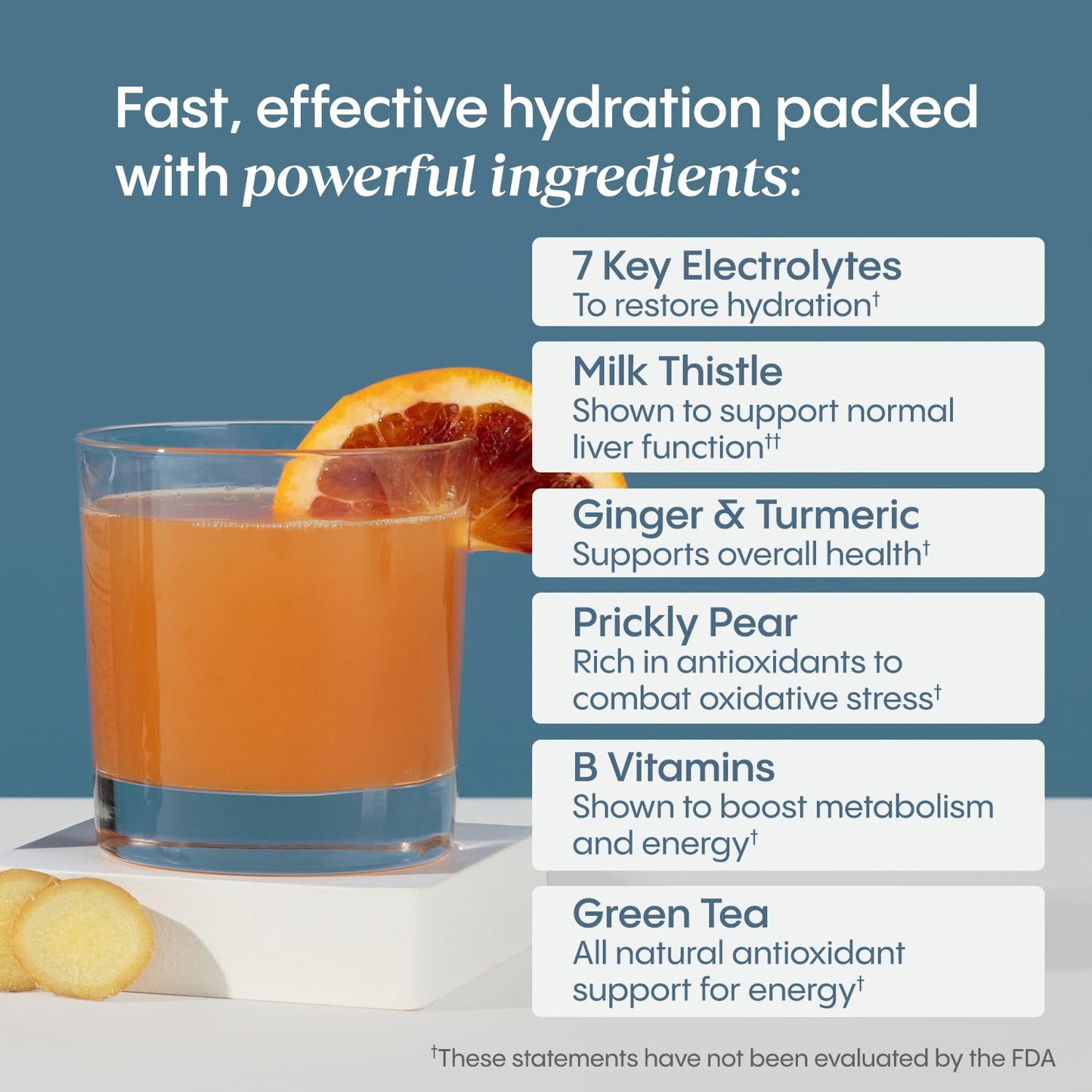 Hydralyte Liver Support + Electrolyte Mix – Milk Thistle, Turmeric, Ginger, Prickly Pear, Green Tea (Blood Orange Ginger, 20 Packets)