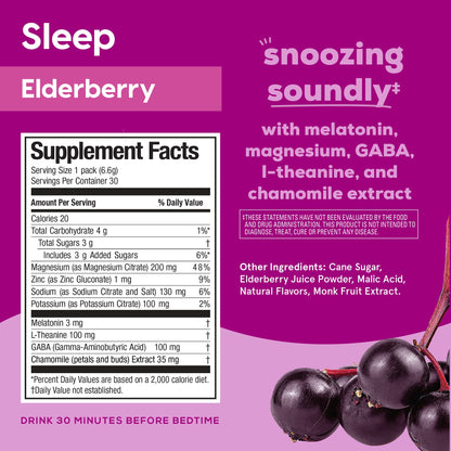 Hydrant Sleep Electrolyte Powder – Elderberry, 30 Sleep Packets
