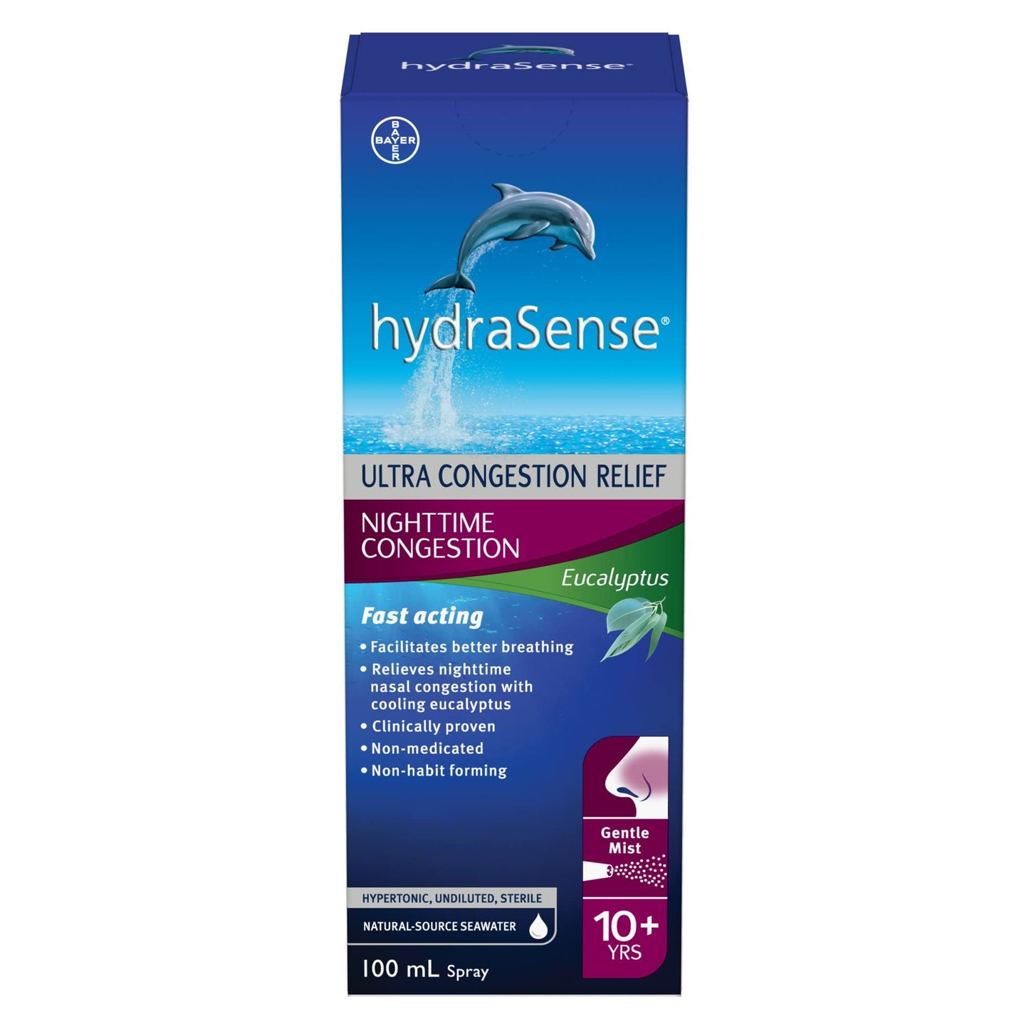 Hydrasense Eucalyptus 100ml – Natural Seawater Nasal Spray for Congestion Relief