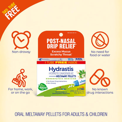 Boiron Hydrastis Canadensis 6C Homeopathic Medicine – Post-Nasal Drip Relief (240 Pellets)