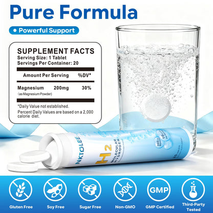 Hydrogen Water Tablets 16 PPM | 200mg Magnesium | Fast-Dissolving Drinking Water Tablets (60 Count)