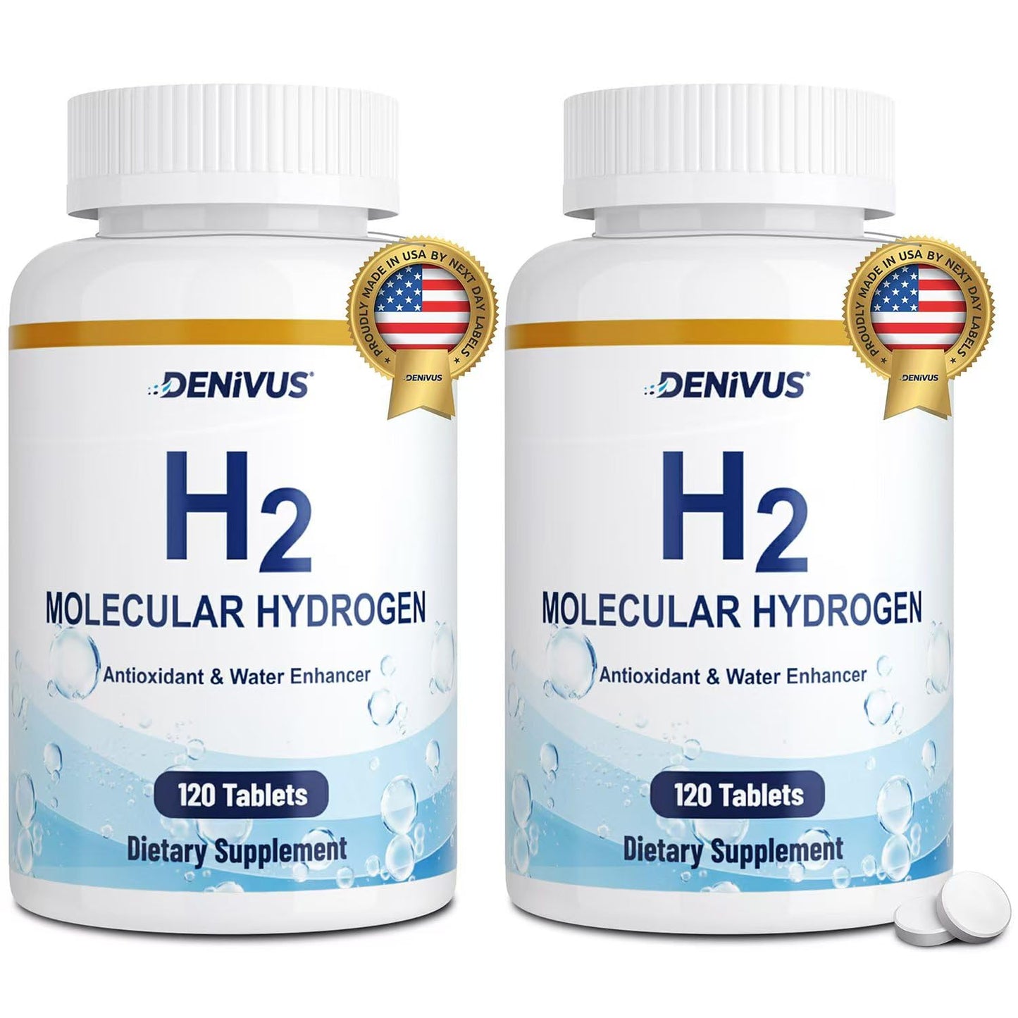Hydrogen Water Tablets with Magnesium - 120 Tablets Fast-Dissolving H2 Molecular Hydrogen Supplements for Brain Health, Cognitive Function, Energy & Metabolism Support (2 Pack)
