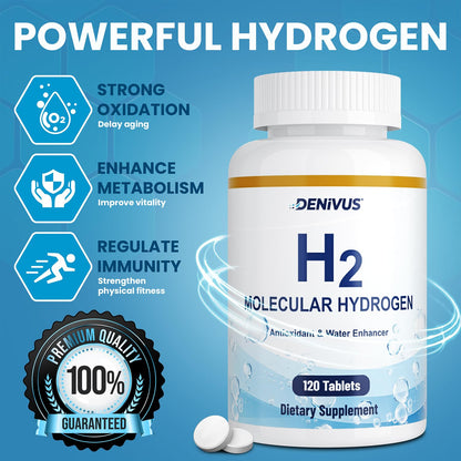 Hydrogen Water Tablets with Magnesium - 120 Tablets Fast-Dissolving H2 Molecular Hydrogen Supplements for Brain Health, Cognitive Function, Energy & Metabolism Support (2 Pack)