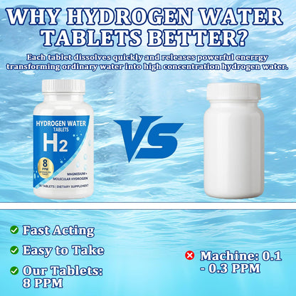 Hydrogen Water Tablets — 8 PPM Molecular Hydrogen | Energy, Hydration & Recovery (90 Tablets)