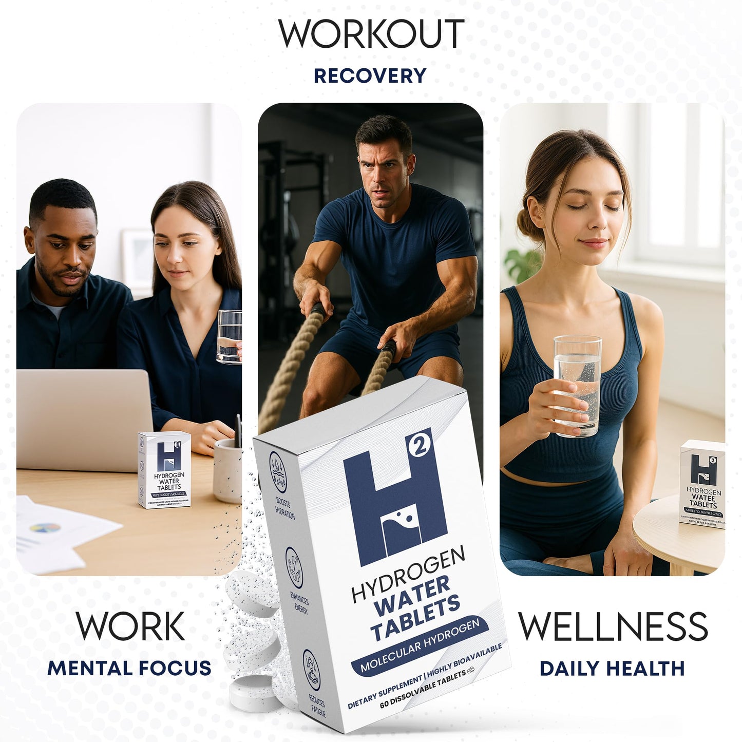 60 Count Hydrogen Water Tablets | 12 PPM Molecular Hydrogen, Antioxidant Support, Lab Tested, Unflavored