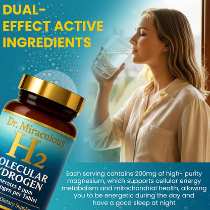 Hydrogen Water Tablets | 90CT Molecular Hydrogen Tablets for Drinking Water | H2 Molecular Magnesium Supplement for Athletic & Cognitive Performance | Non-GMO & Gluten Free 45 Serving