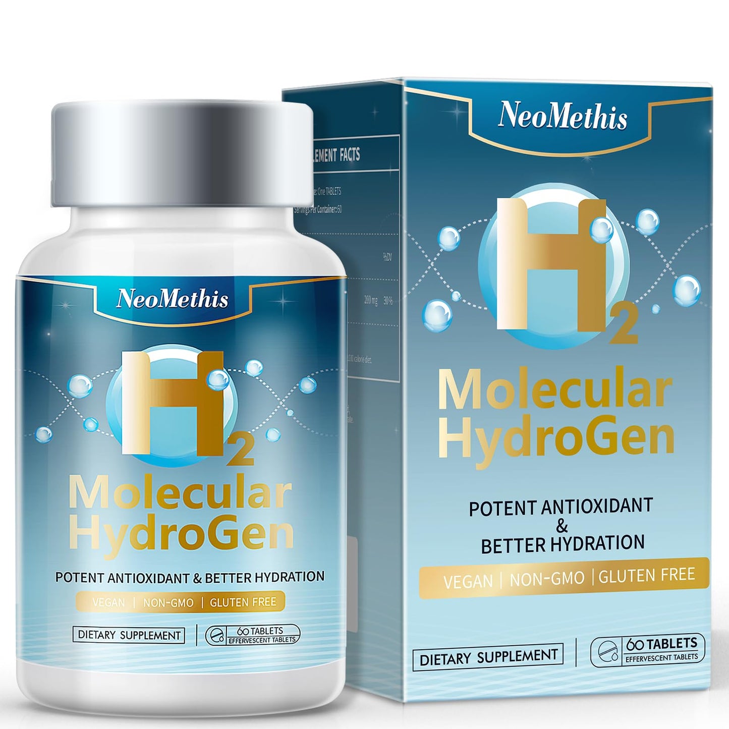 Hydrogen Water Tablets – H2 + Magnesium | 60 Tablets | Fast-Dissolving