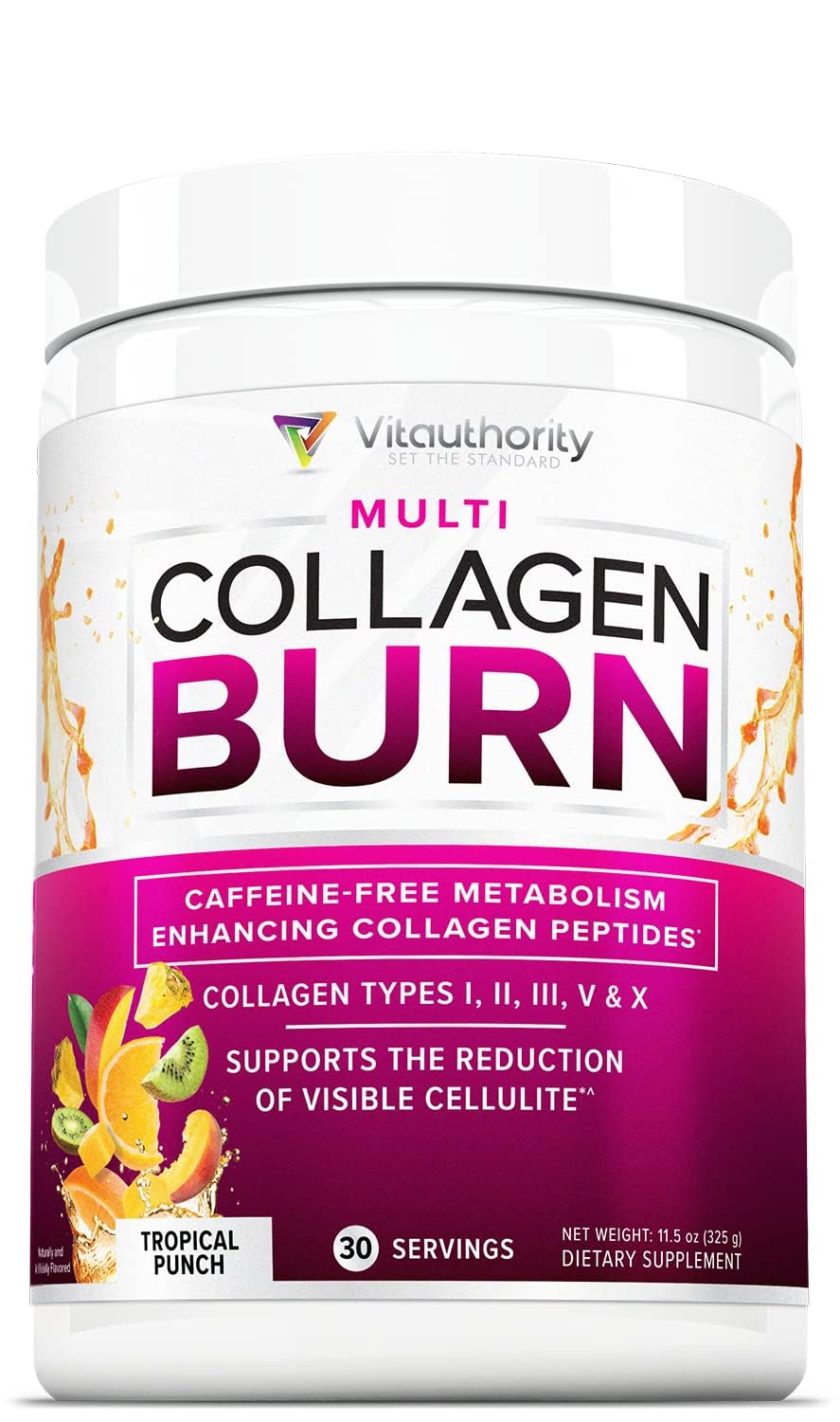 Hydrolyzed Collagen Peptides Powder for Women | MultiCollagen Burn with Hyaluronic Acid & Vitamin C (30 Servings)