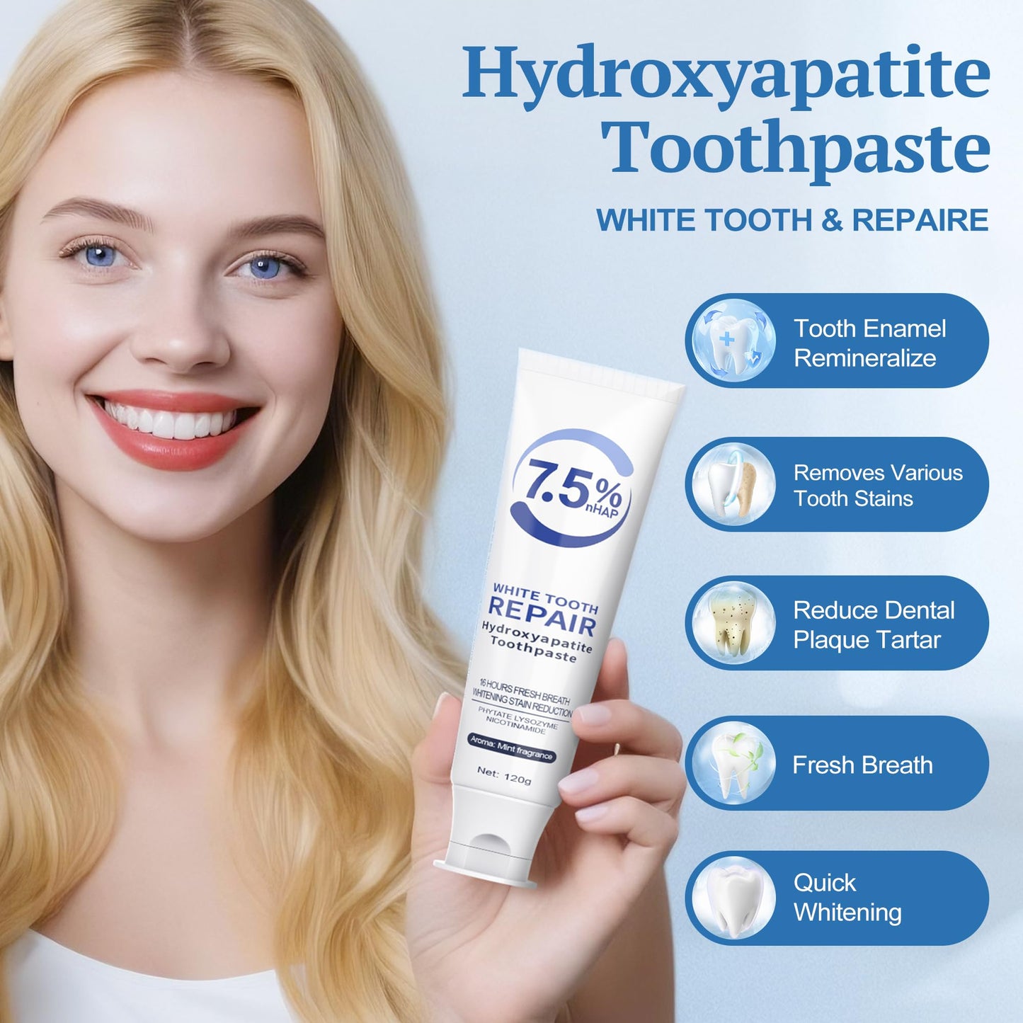Nano Hydroxyapatite Toothpaste - Enamel Protection & Whitening (3 Pack)