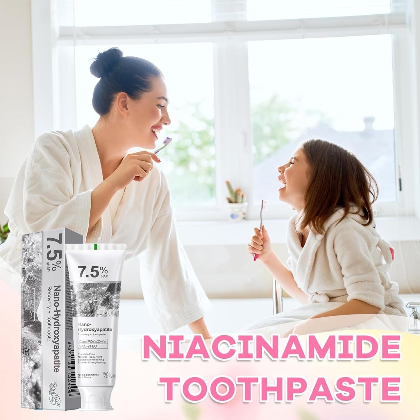 7.5% Nano Hydroxyapatite Toothpaste – Advanced Enamel Protection, 2-Pack, Fresh Mint 4.23 oz