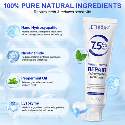 Hydroxyapatite Toothpaste 7.5% | 2-Pack Nano Enamel Protection & Gentle Mint