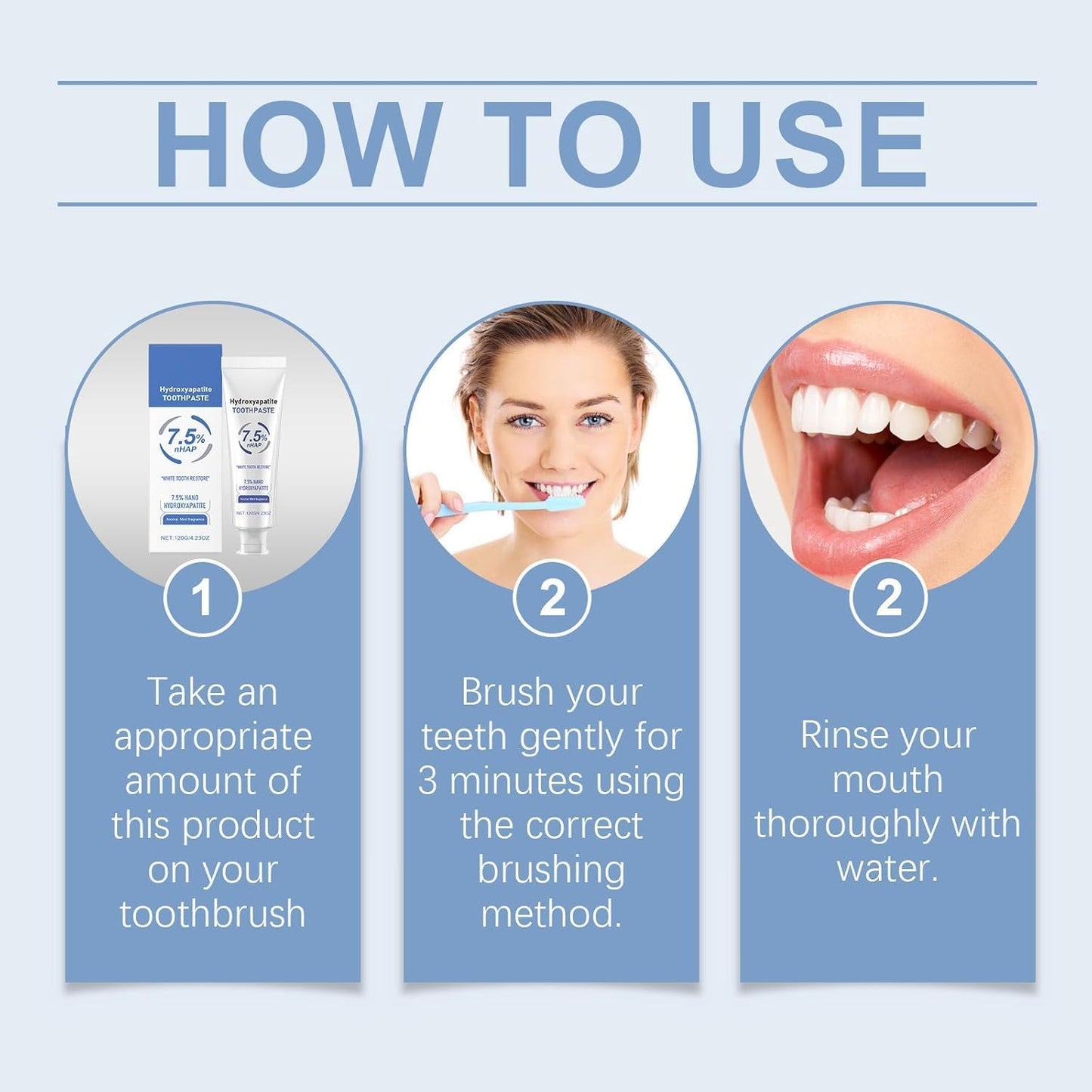 Hydroxyapatite Toothpaste 7.5% – Enamel Protection & Tooth Strengthening, Gentle Mint, Fresh Breath, Daily Use (2 pcs)