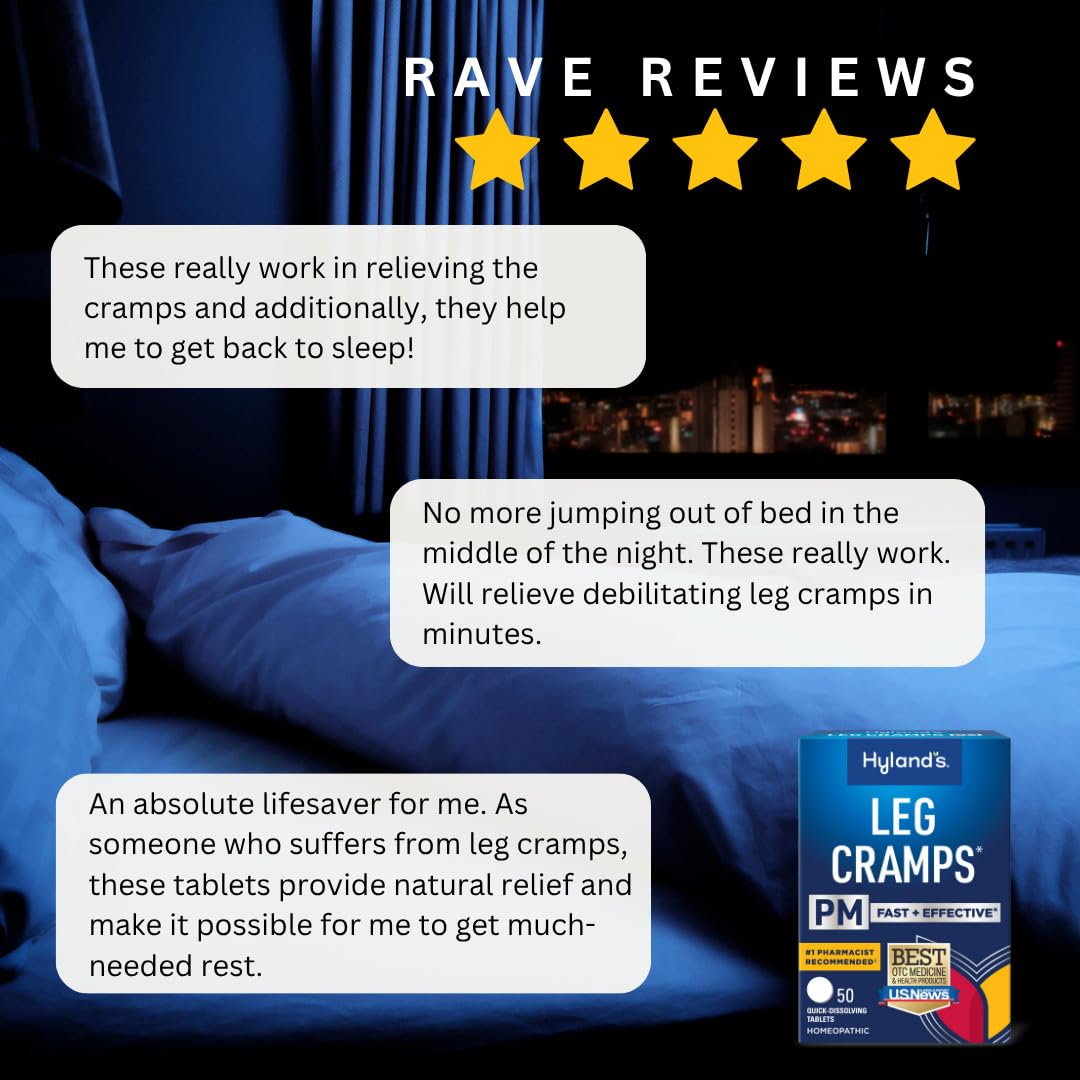 Hyland's Leg Cramps PM - Nighttime Leg, Calf & Foot Relief | 100 Quick-Dissolving Tablets (2-Pack)