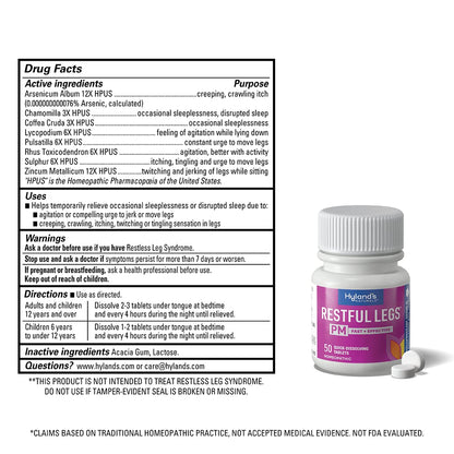 Hyland's Restful Legs PM – Nighttime Calming Formula, 150 Quick-Dissolving Tablets (Pack of 3)