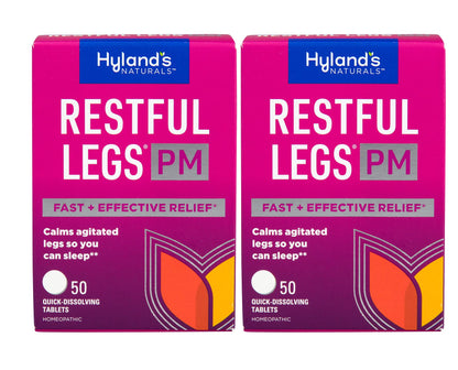 Hyland's Restful Legs PM – Nighttime Sleep Aid (Pack of 2, 50 Quick-Dissolving Tablets)