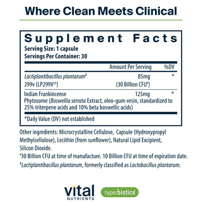 Hyperbiotics Vital Nutrients IBS Probiotic – Clinically Studied Vegan IBS Relief | 30 Capsules