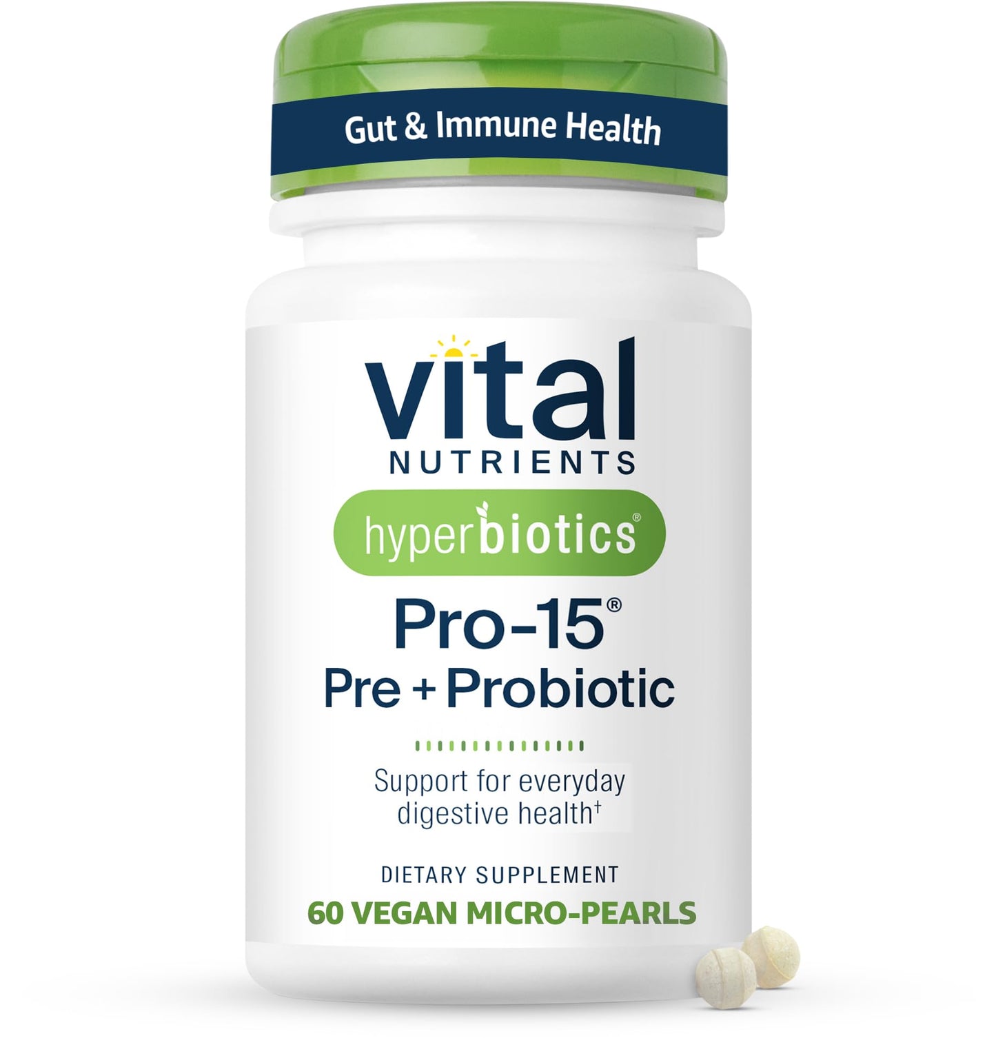 Hyperbiotics Vital Nutrients Pro-15 Probiotics & Prebiotics for Women & Men – 60 Time-Release Pearls, 15 Strains