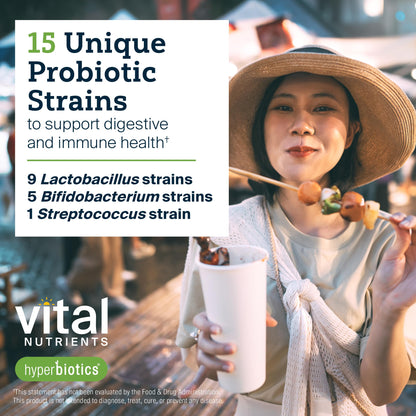 Hyperbiotics Vital Nutrients Pro-15 Probiotics & Prebiotics for Women & Men – 60 Time-Release Pearls, 15 Strains