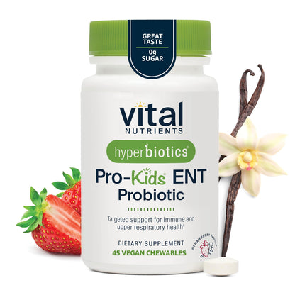 Hyperbiotics Vital Nutrients Pro Kids Probiotic ENT – Strawberry-Vanilla Sugar-Free
