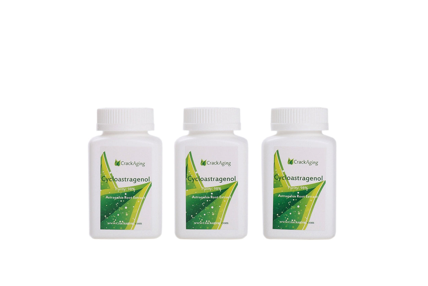 Crackaging Cycloastragenol 98% Immune Support – Telomerase/Telomere Anti-Aging (10 mg/cap, 60 caps × 3 bottles)