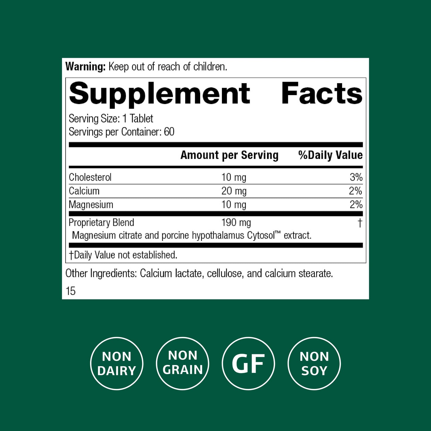Standard Process Hypothalmex – Cytosol Blend with Porcine Hypothalamus, 60 Tablets