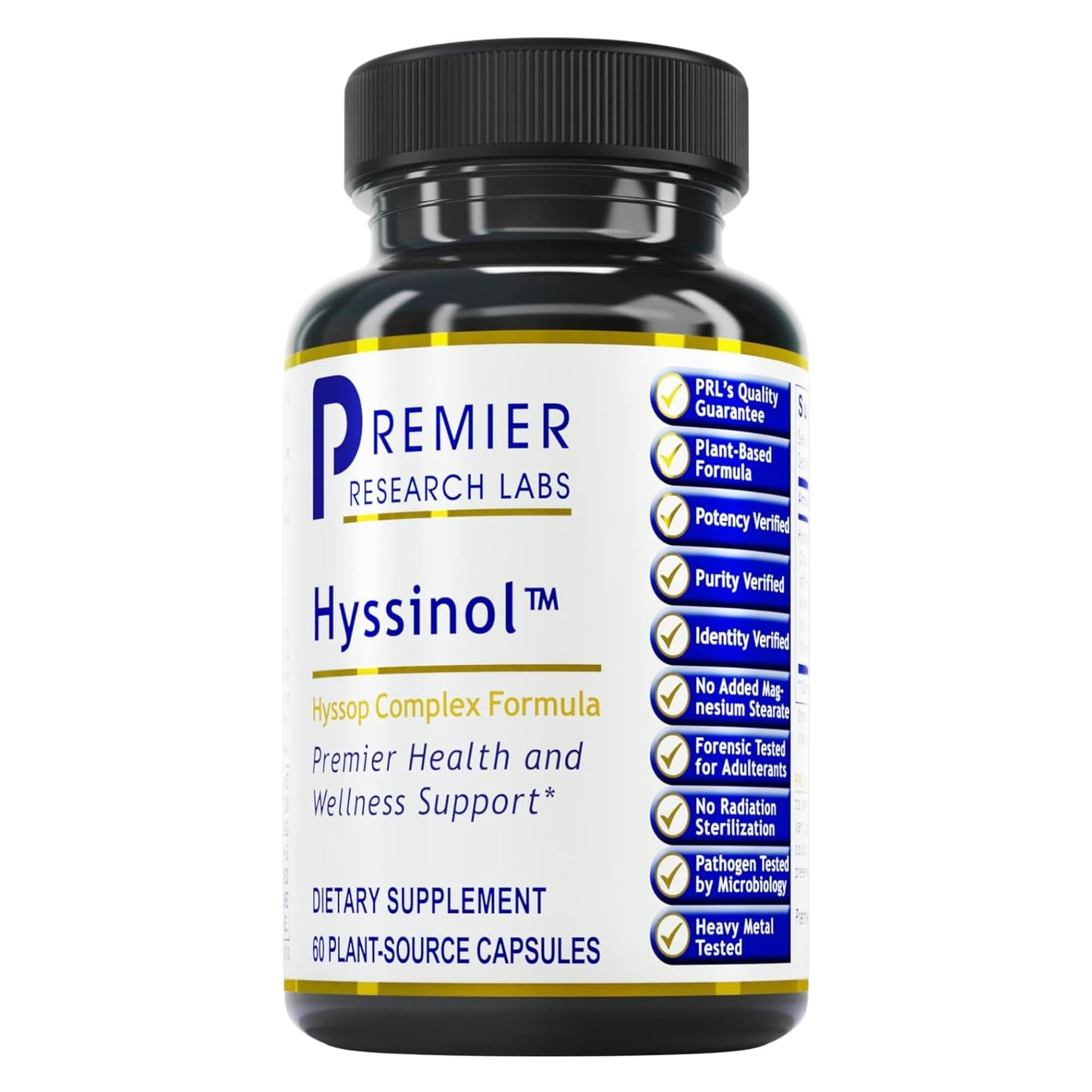 Premier Hyssinol Hyssop Capsules | Organic Hyssop + Green Tea - 60 Vegetarian Capsules