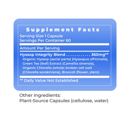 Premier Hyssinol Hyssop Capsules | Organic Hyssop + Green Tea - 60 Vegetarian Capsules