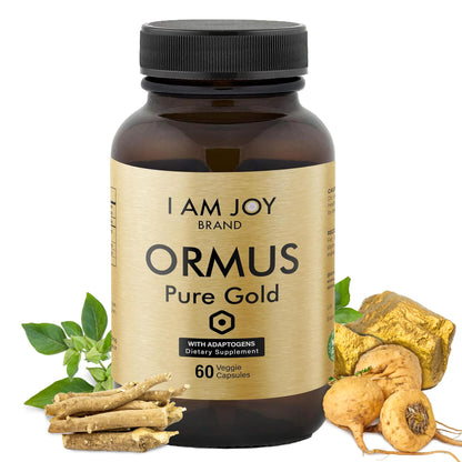 I Am Joy Co. Monoatomic Gold Capsules with Adaptogens – Maca & Ashwaganda | 60 Vegan Capsules