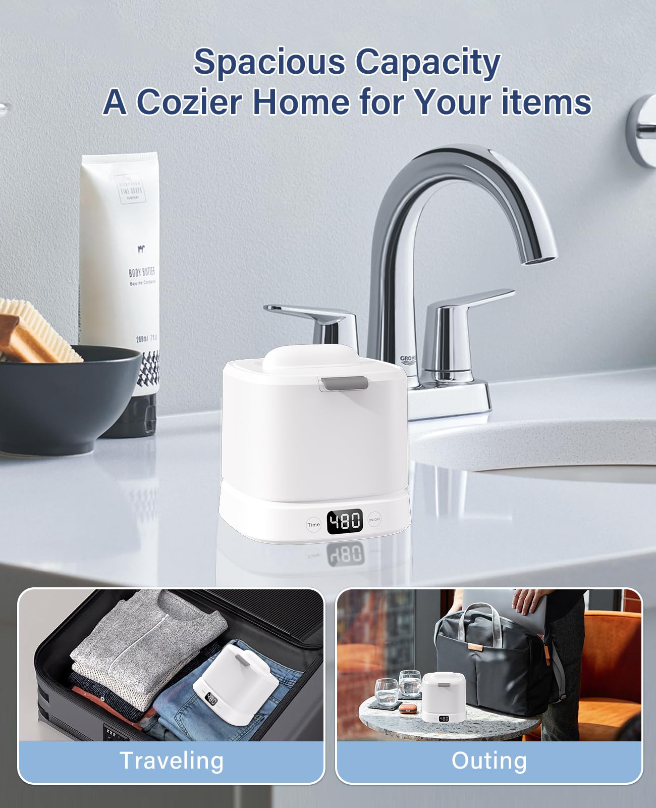 IAULF Ultrasonic Retainer Cleaner Machine – 45kHz Cleaning for Dentures, Aligners, Braces, Jewelry | 319ml (White)