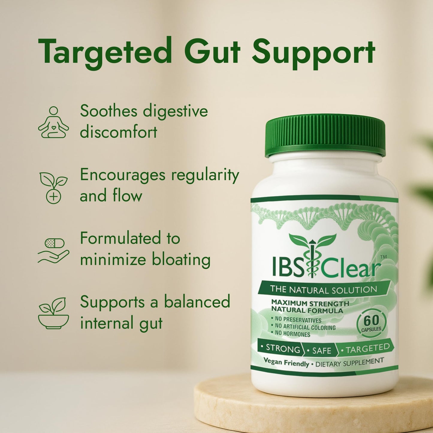 IBS Clear IBS Support - Vitamin D, Psyllium Husk & Fennel - 180 Capsules