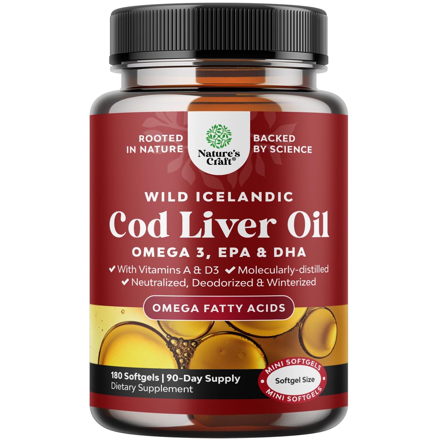 Icelandic Cod Liver Oil Softgels – Wild-Caught Omega-3 1000mg | D3 & A