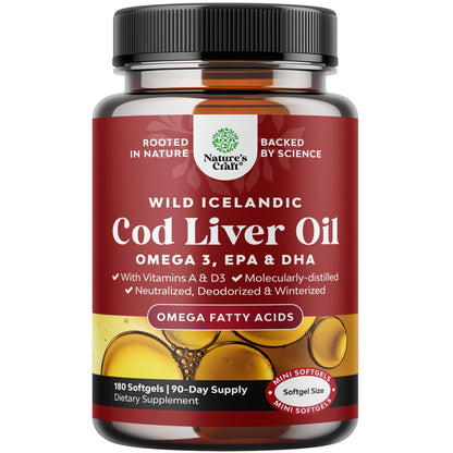 Icelandic Cod Liver Oil Softgels – Wild-Caught Omega-3 1000mg | D3 & A