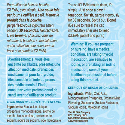 iCLEAN Mouthwash - Fluoride & Alcohol-Free Rinse | Harness The Power of Iodine | Molecular Iodine Mouth Rinse for Clean Oral Care | Gargle for Bad Breath & Oral Wellness | Cleans Where Others Can't