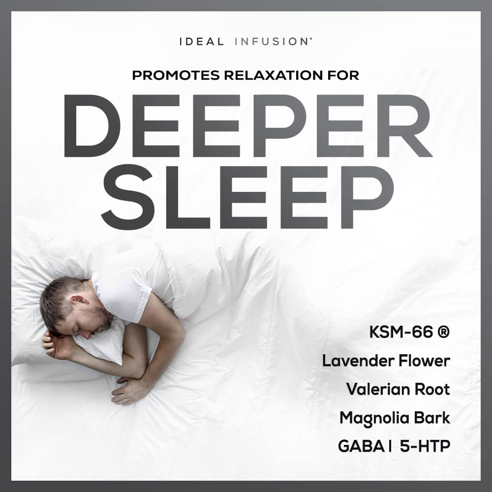 Ideal Infusion Nighttime Recovery & Deep Sleep – Melatonin Free, Magnesium Glycinate & KSM-66, Vegan