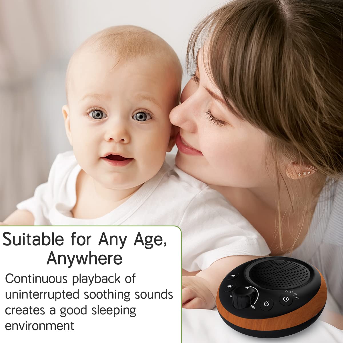 iDealSleep Sound Brown Noise Machine – 30 Soothing Sounds, 36-Level Volume, Auto-Off Timer, Memory