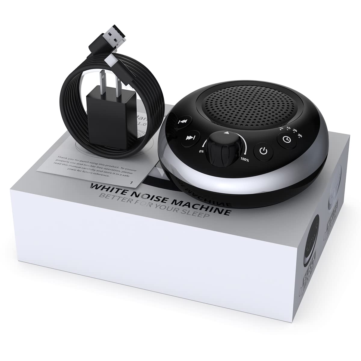 iDealSleep Sound Machine – 30 Soothing Sounds, 36-Level Volume, Auto-Off Timer