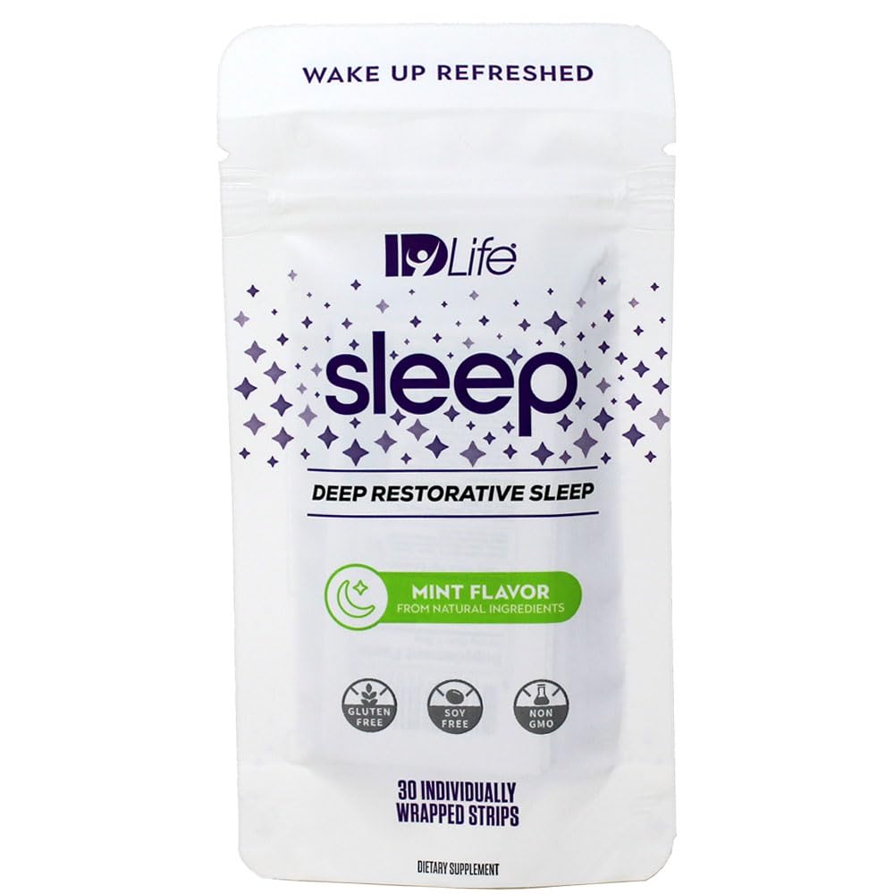 IDLife Sleep Strips – Non-Habit Forming Sleep Aid with Melatonin, L-Theanine & 5-HTP | 30 Mint Strips