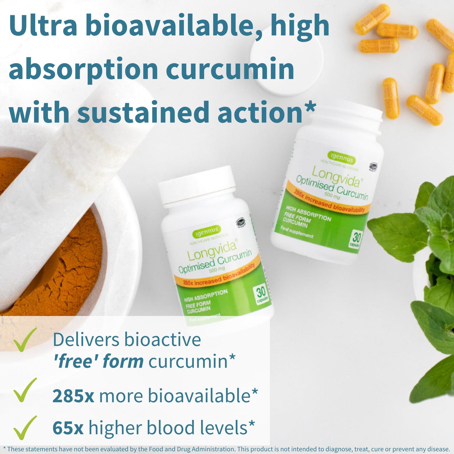 Igennus Longvida Curcumin 500mg | Ultra Bioavailable & 65x Plasma