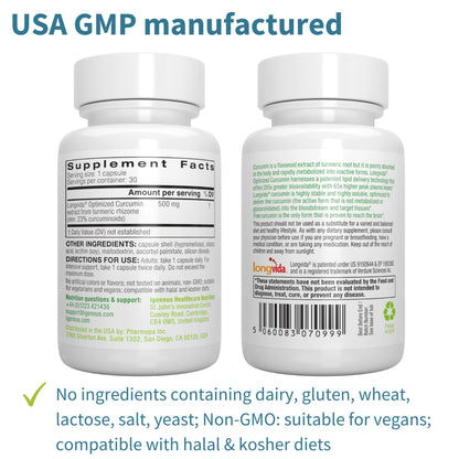 Igennus Longvida Curcumin 500mg | Ultra Bioavailable & 65x Plasma