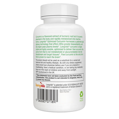 Igennus Longvida Curcumin 500mg – Ultra Bioavailable, 65x Plasma Levels, 90 Vegan Capsules