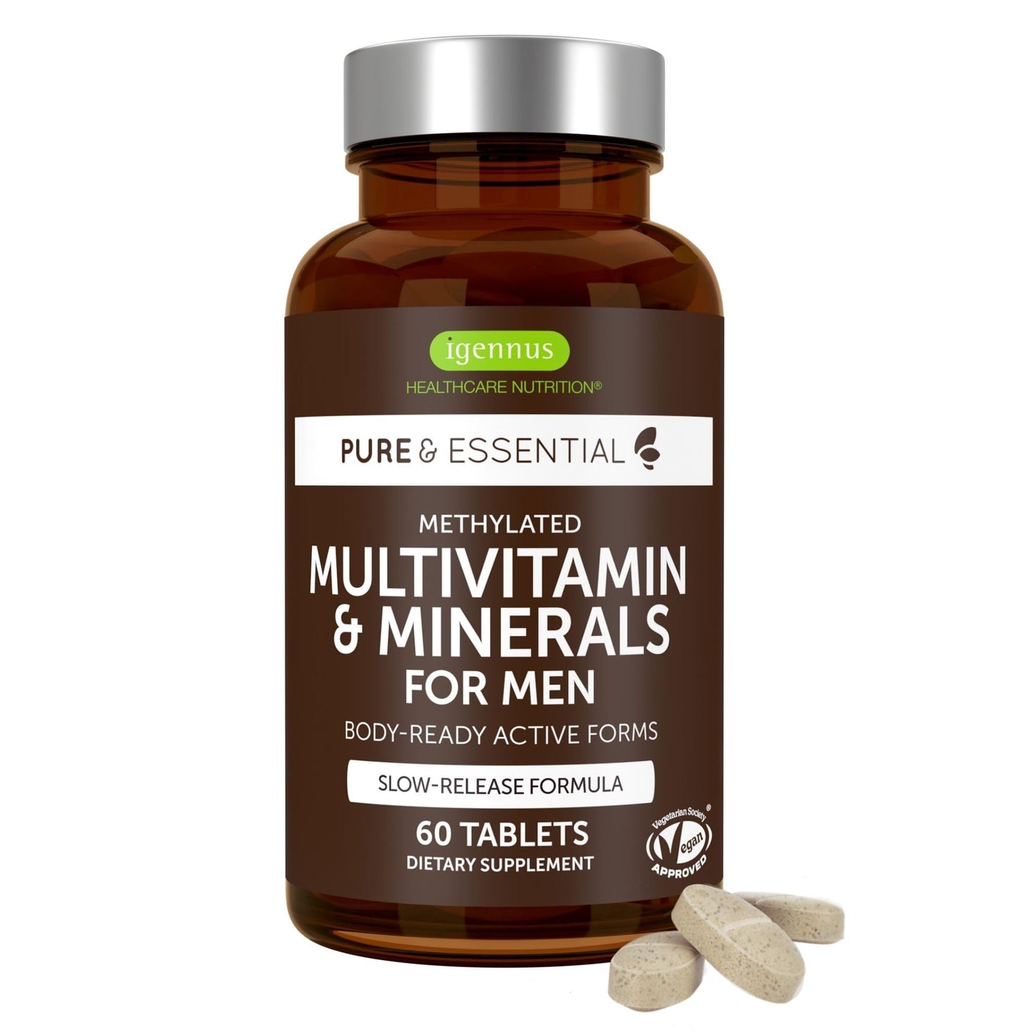 Igennus Methylated Men's Multivitamin – 60 Tablets | 22 Active Nutrients | Methylfolate & Methylcobalamin | Non-GMO & Halal