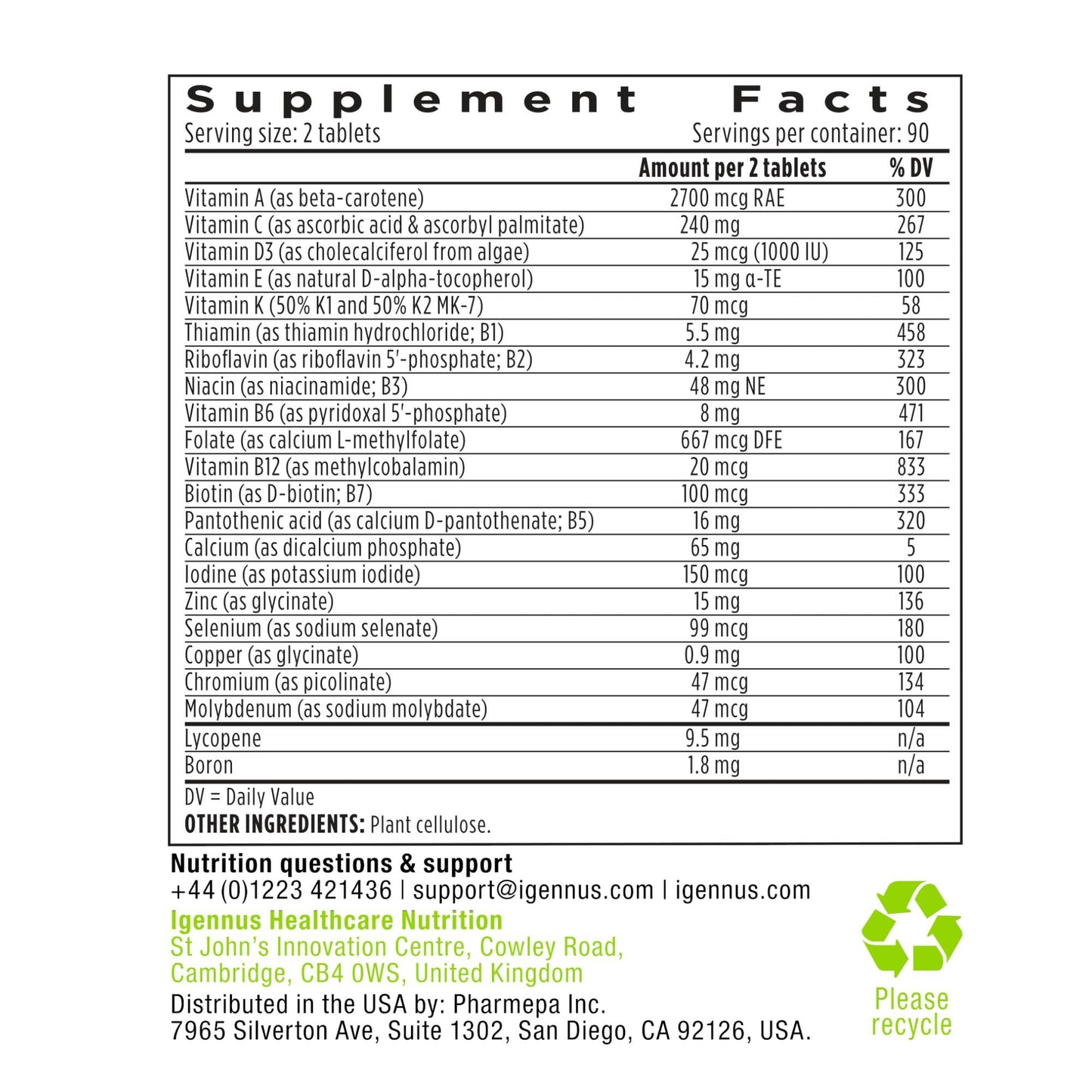 Igennus Methylated Men's Multivitamin – 22 Actives, All-Day Support, Non-GMO & Halal