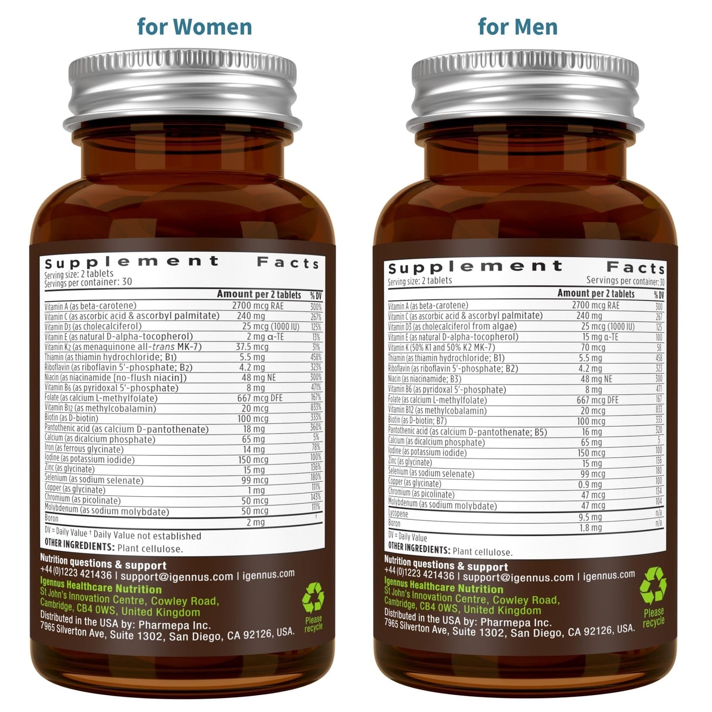 Igennus Methylated Multivitamin 2-Pack for Men & Women | All-Day Nutrients