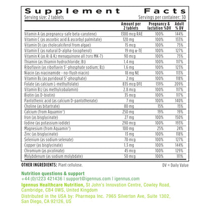 Igennus Methylated Prenatal Multivitamin for Women | High Absorption, MTHFR Folate, Gentle Iron, Vegan | 60 Tablets x 6