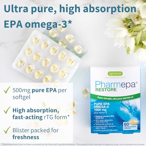 Igennus Pharmepa Restore – Pure EPA 1000mg, rTG Omega-3, IFOS Certified, 60 Softgels