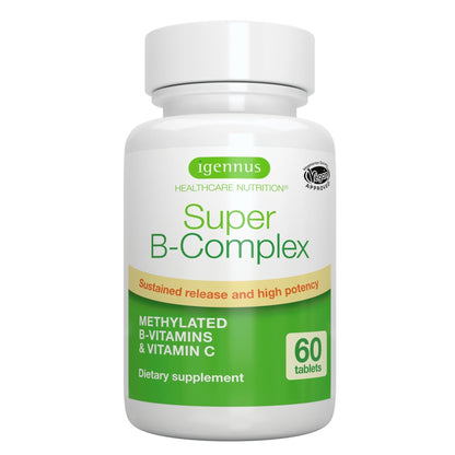 Igennus Super B-Complex – Methylated B Vitamins (MTHFR) | 60 Small Tablets | Vegan