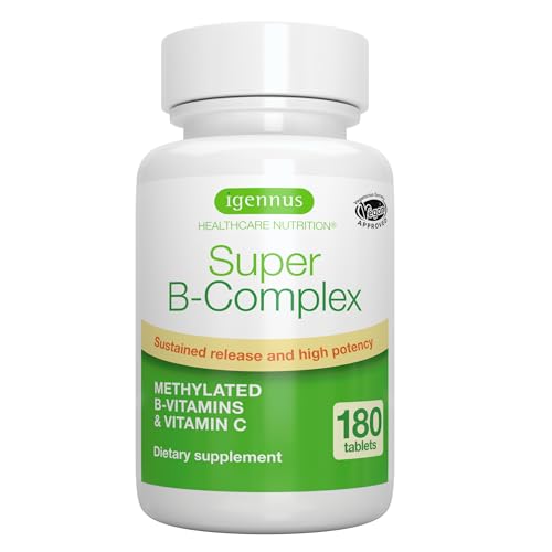 Igennus Super B-Complex: Methylated B-Vitamins, MTHFR Support, Vegan, 180 Tabs