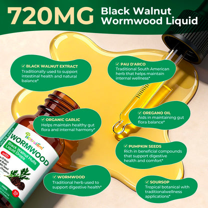 IIEltruiom Liposomal Black Walnut Wormwood Tincture - Alcohol-Free Gut Health (2 fl oz)
