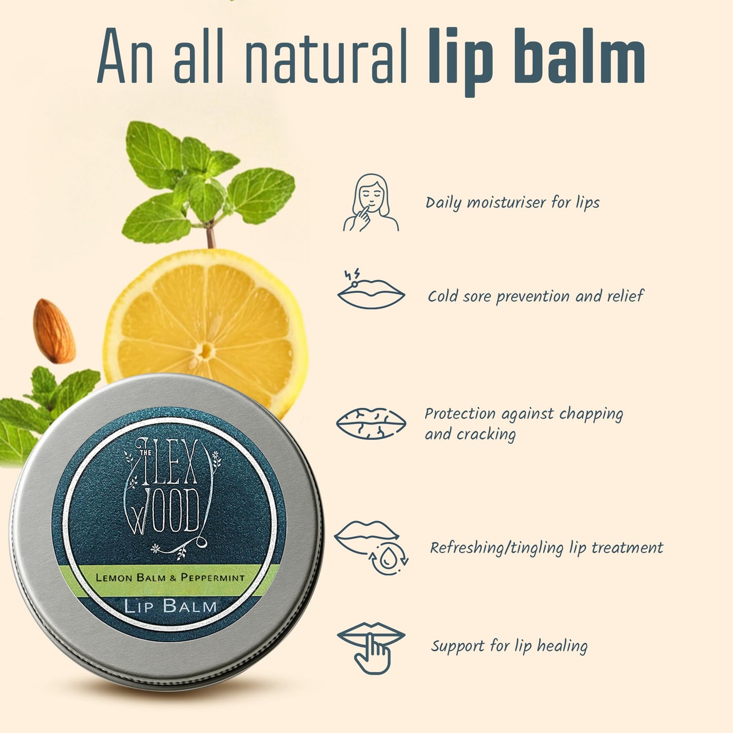 The Ilex Wood All Natural Lip Balm – Lemon Balm & Peppermint | Palm Oil Free
